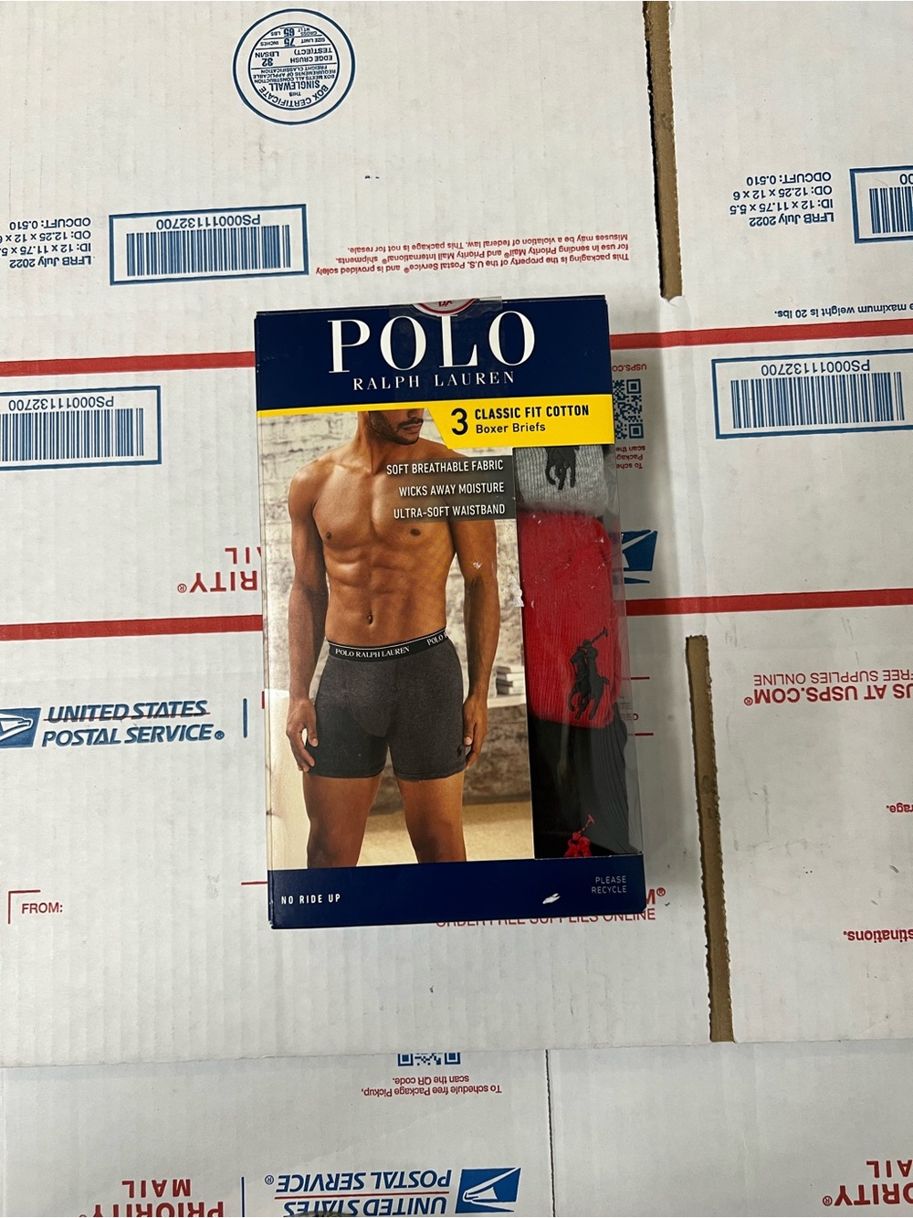 Polo by Ralph Lauren Men’s Boxer Briefs - Gray & Red (3-Pack)